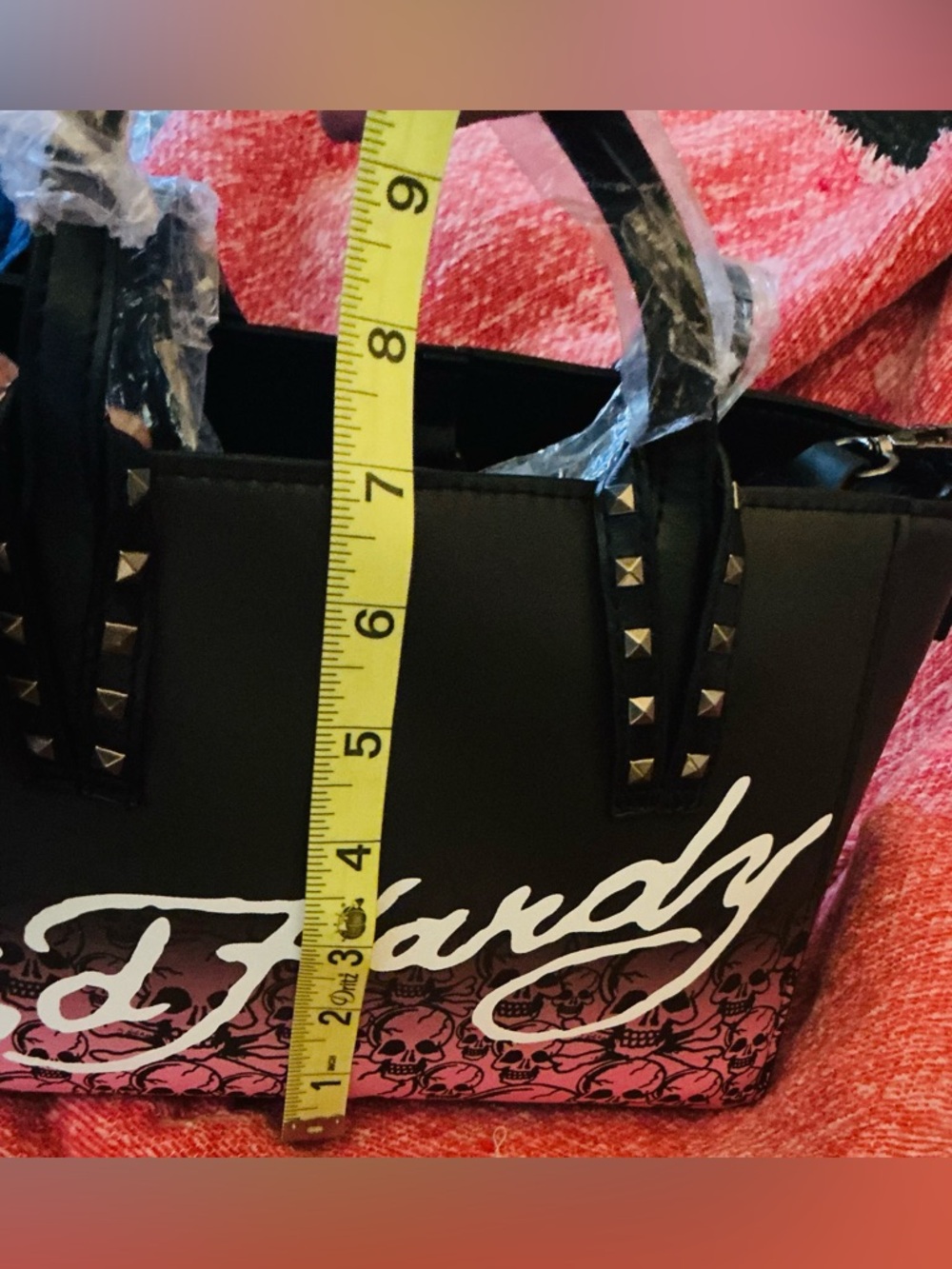 NEW!! Ed Hardy Black and Pink Shoulder Bag - Picture 7 of 7